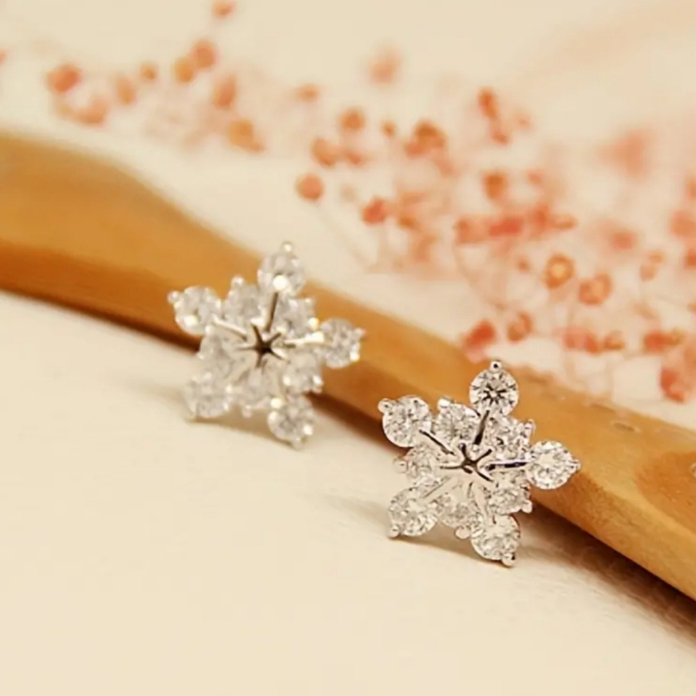Sparkling Snowflake Rhinestone Earrings - Picture 3 of 5